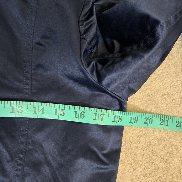 TWELVE BY TWELVE Navy Ruffled Hem Double-Breasted Jacket. Size Small - Picture 13 of 14